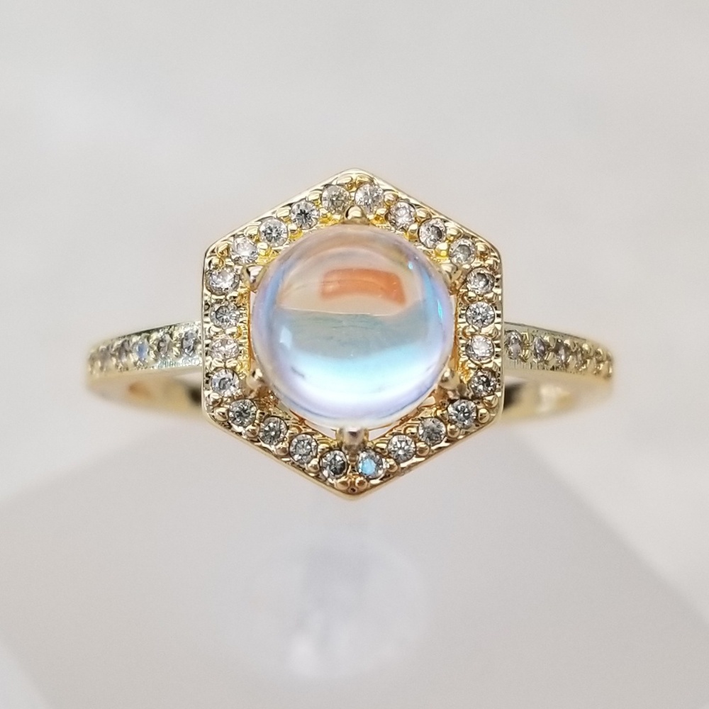HOST PICK! 💛 18k Over Sterling Moonstone Ring Set - Picture 5 of 8